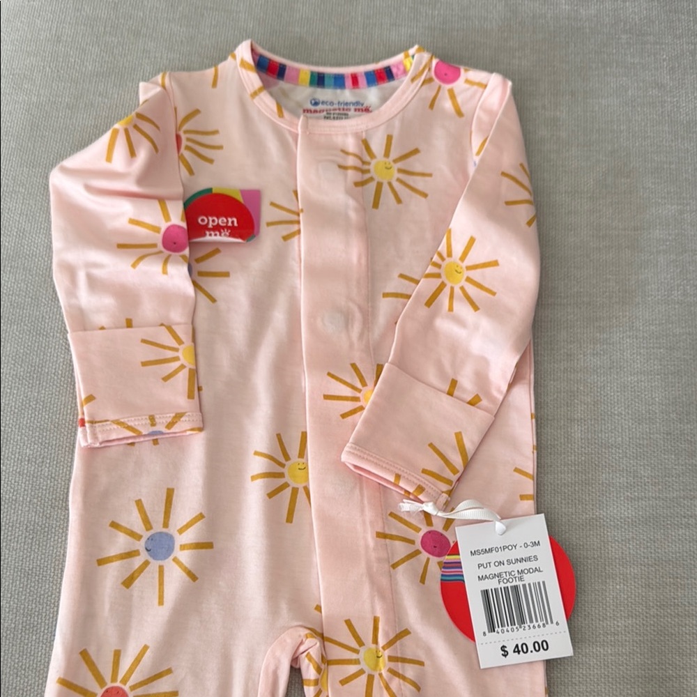 Magnetic Me Pink and Yellow Sunburst Footie